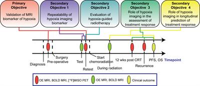 The MANGO study: a prospective investigation of oxygen enhanced and blood-oxygen level dependent MRI as imaging biomarkers of hypoxia in glioblastoma